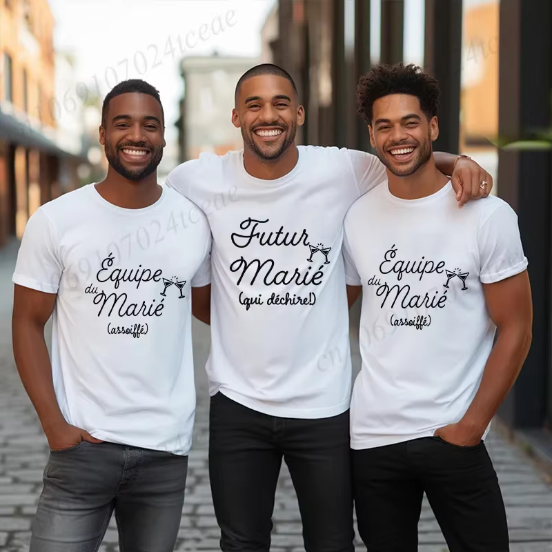 Evg Team Future marié homme t-shirts dernière nuit de liberté chemise français hommes Bachelor Party Squad T-shirt fiançailles hauts de mariage