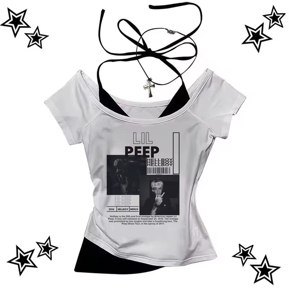 Lil Peep t-shirt femme psychédélique années 2000 Pop Culture kawaii chemise confortable hip hop respirant harajuku