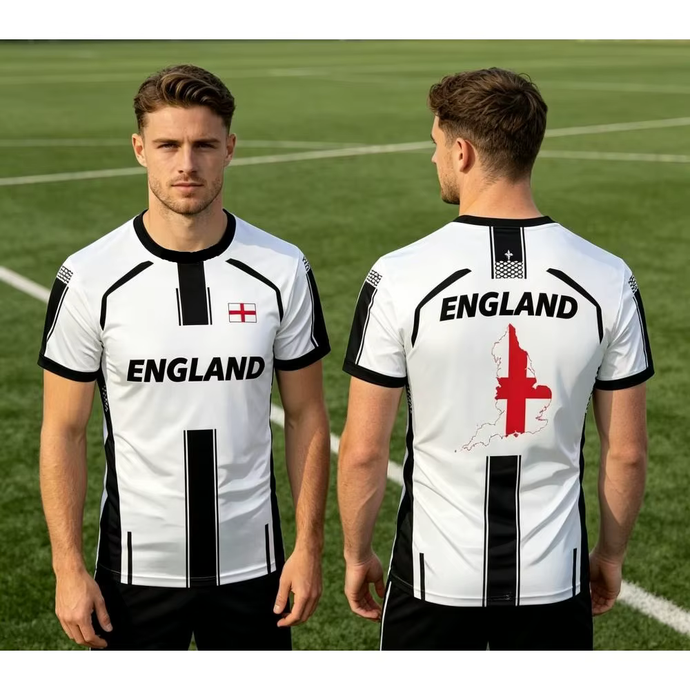 T-shirt de football pour homme, style national anglais, tenue de supporter extérieure, respirant, séchage rapide, imprimé 3D, tendance