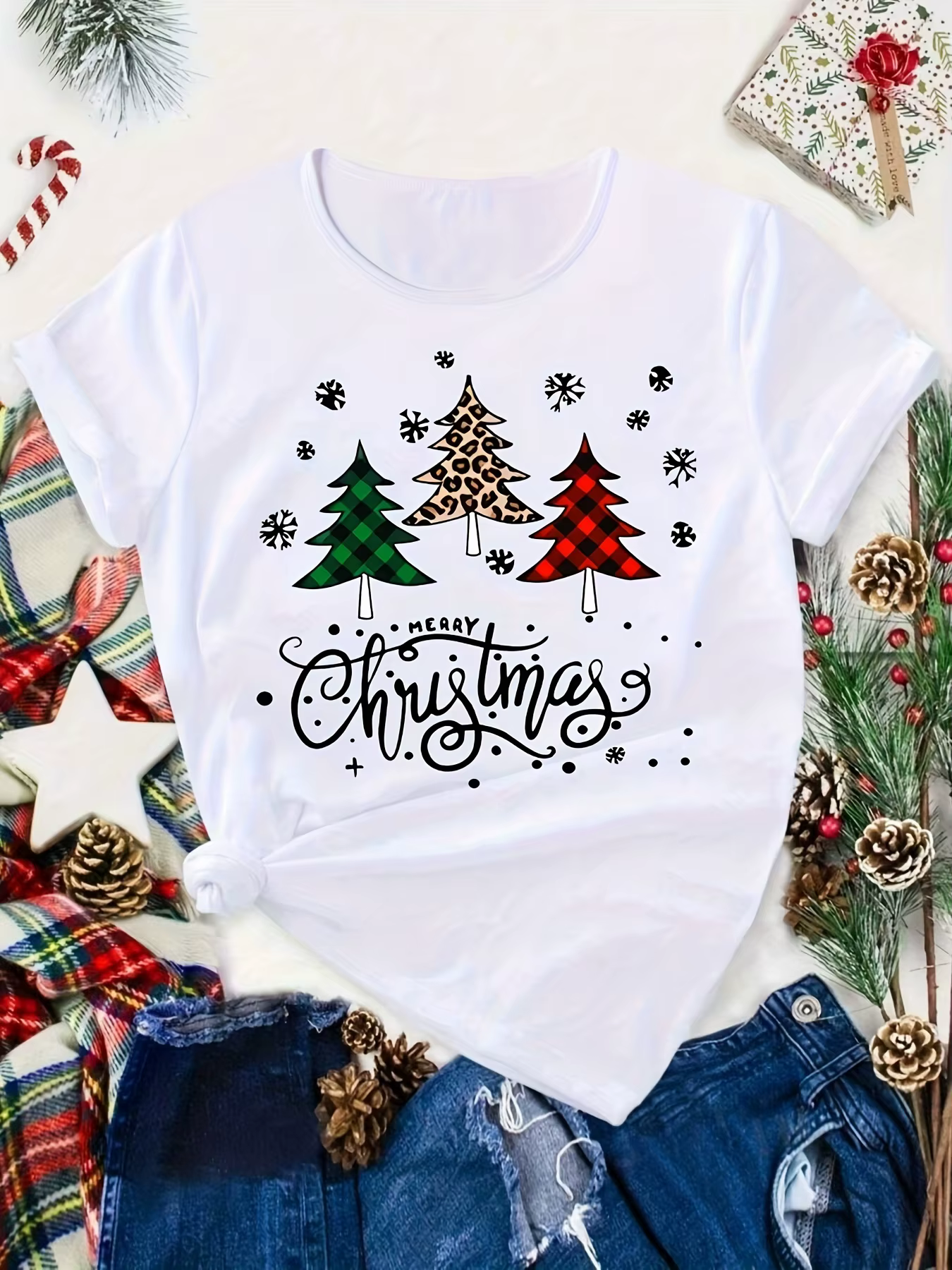 T-shirt à manches courtes et col rond pour femme