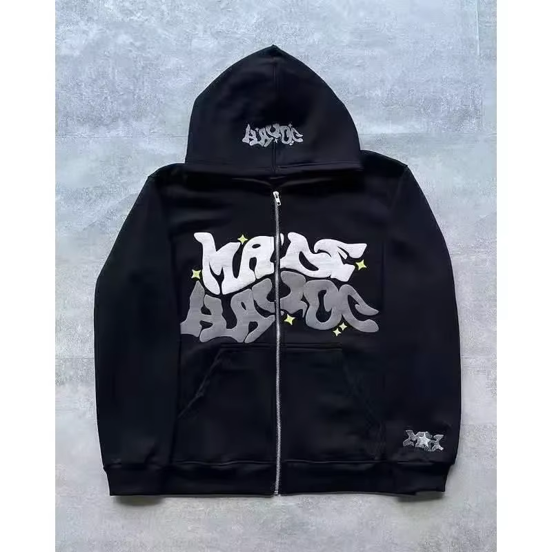 Sweat-shirt à capuche zippé en polaire imprimé