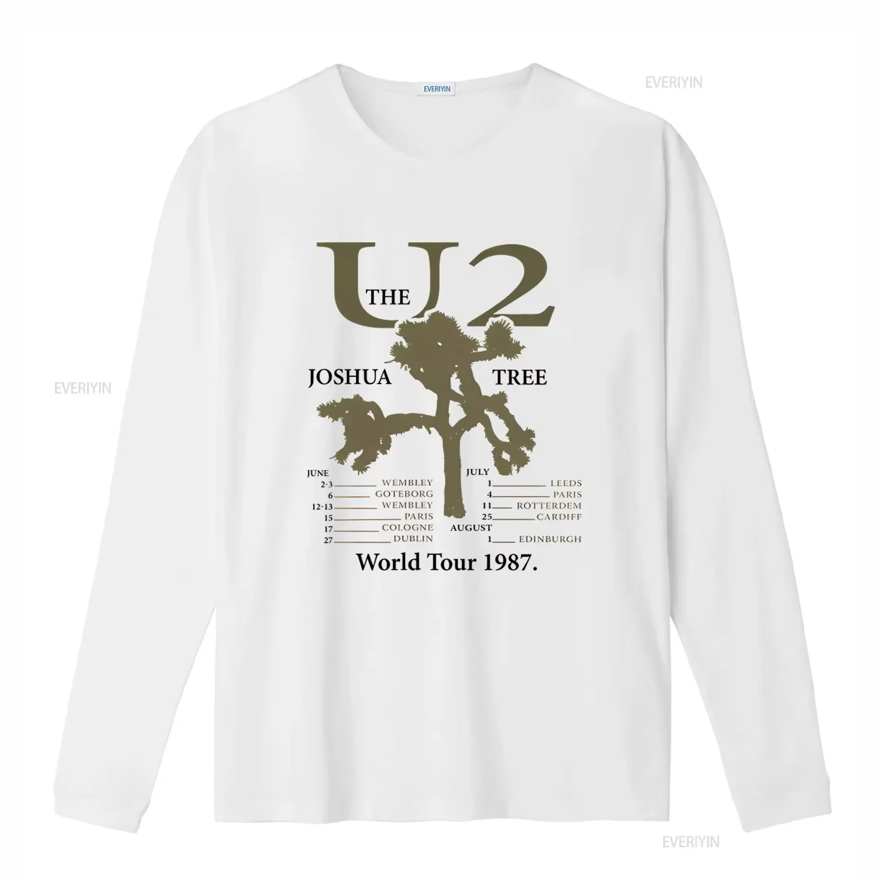 T-shirt vintage du groupe de rock U2 The Joshua Tree World Tour 1987