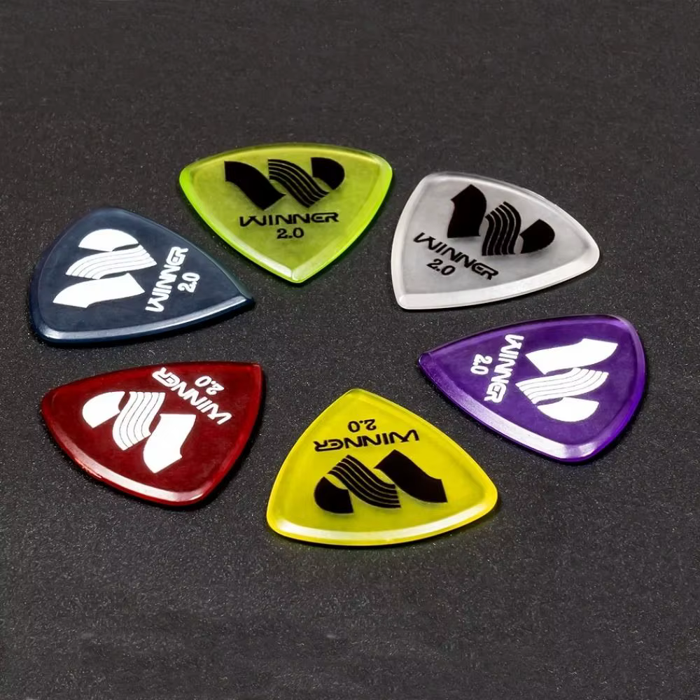 Plectres de guitare professionnels Winner, 6 pièces, grands plectres triangulaires antidérapants, plectres de 2.0MM d'épaisseur, accessoires pour guitare acoustique