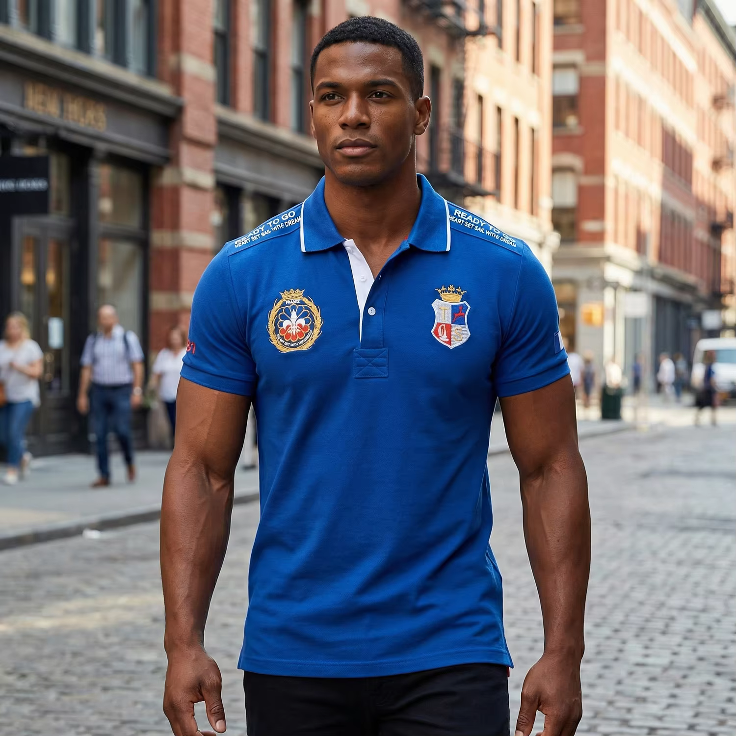 Nouveau Polo d'été pour Homme – Qualité Supérieure pour Fans de Football Français – Broderie Manches Courtes – Bleu Ample – Col Sport Golf – T-shirts
