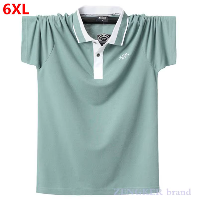 Été nouveau polo grande taille revers T-shirt hommes coton lâche gros gars à manches courtes