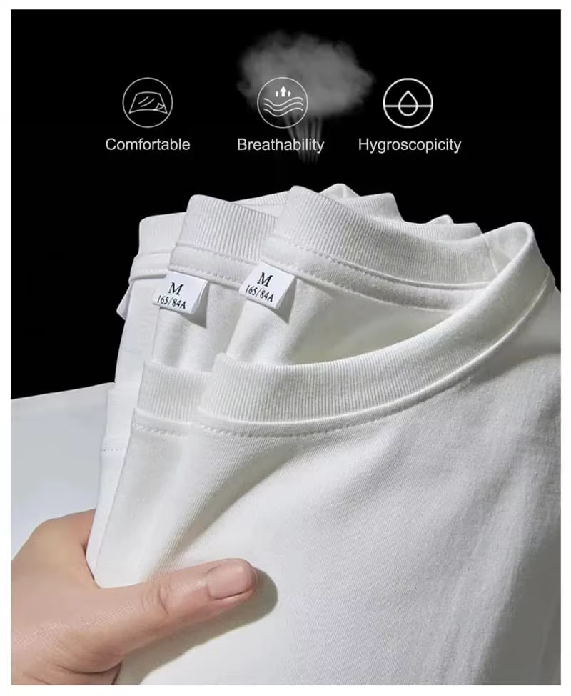T-shirt décontracté d'été à col rond - Style rétro américain 100% coton pur respirant à manches courtes - Haut tendance