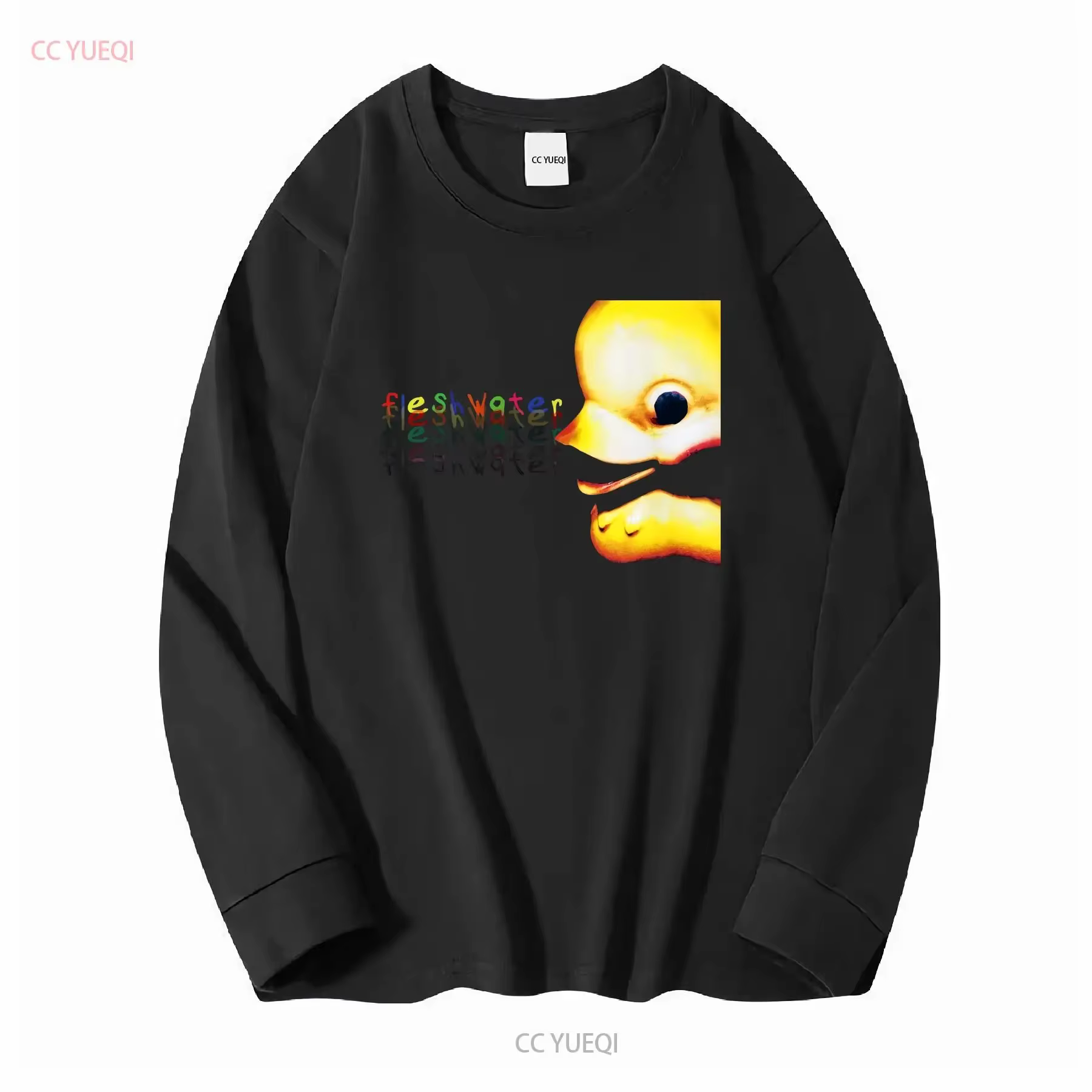 Fleshwater t-shirt manches longues ou courtes vintage haut délavé pour un usage quotidien décontracté doux confortable graphique unisexe