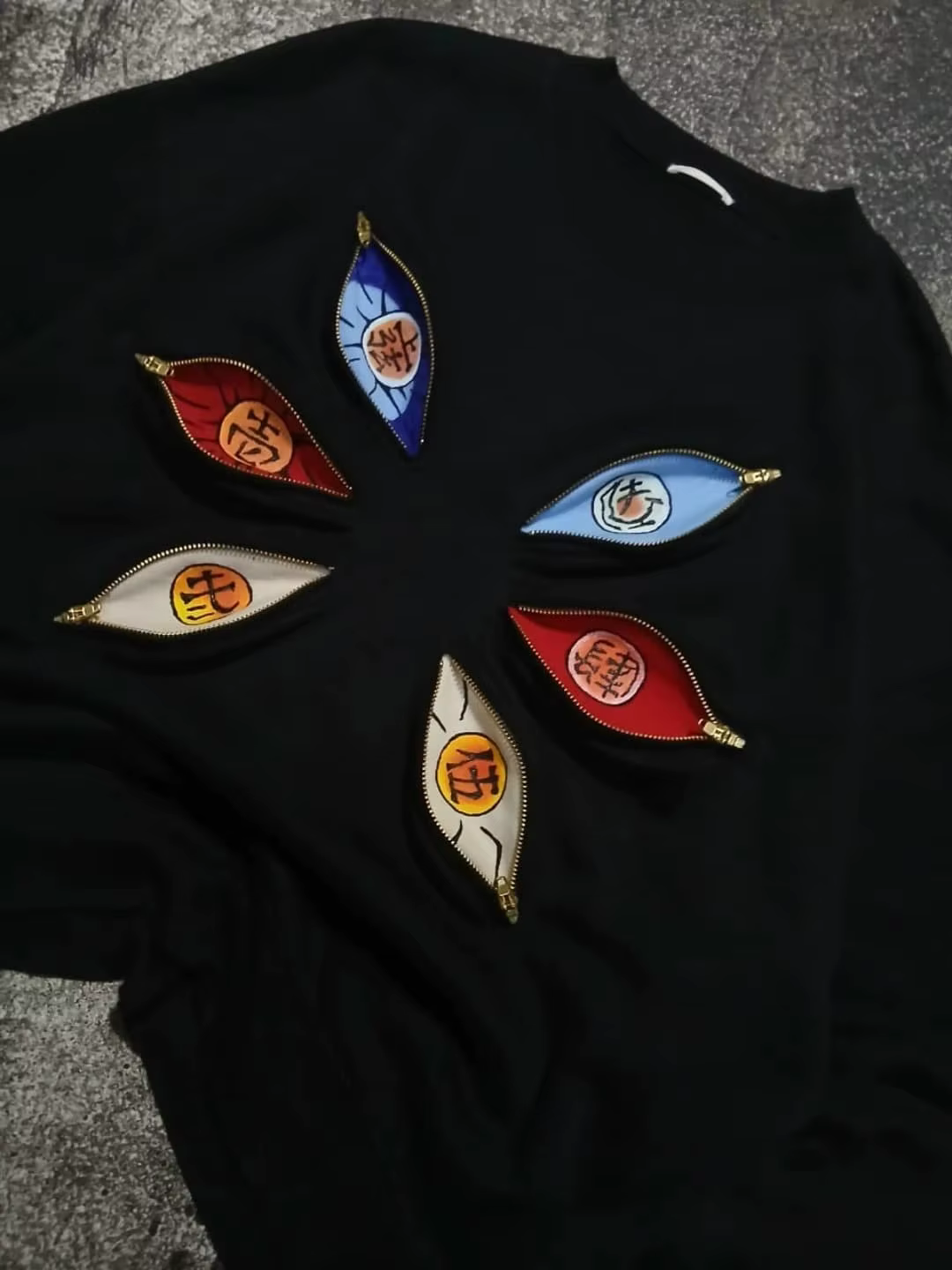 Douze Kizuki fermeture éclair yeux graphique t-shirts Harajuku Vintage à manches longues Style gothique Streetwear Kokushibo Y2k hauts hommes vêtements
