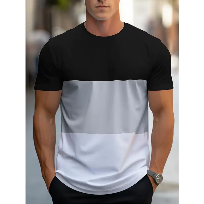 T-shirt à motif de rayures colorées pour hommes