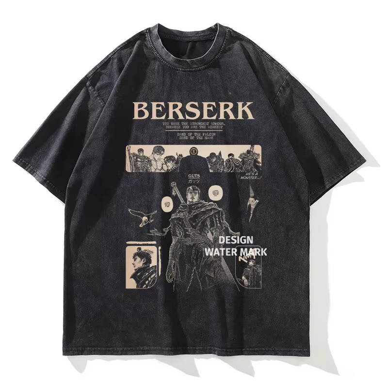 Anime Berserk t-shirt Guts Griffith Vintage lavé T-shirts Streetwear Manga hauts