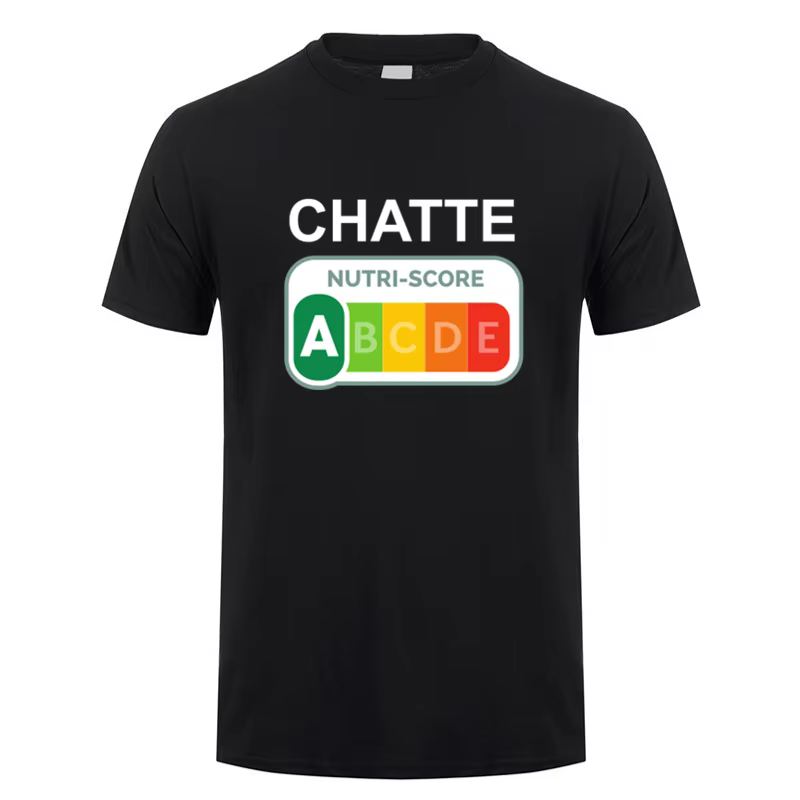 T-shirt drôle Nutri-Score A Chatte Cat Lover pour hommes