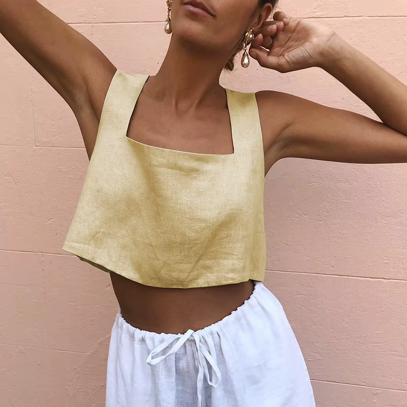 Crop top 100% lin français