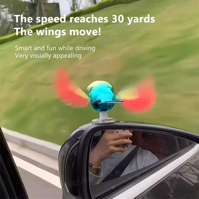 BLALION 2025 Nouvelle Décoration de Voiture Oiseau Volant Simulé, Aile Oscillante, Oiseau en Vol Alimenté par le Vent, Décoration pour Voiture, Moto, Vélo