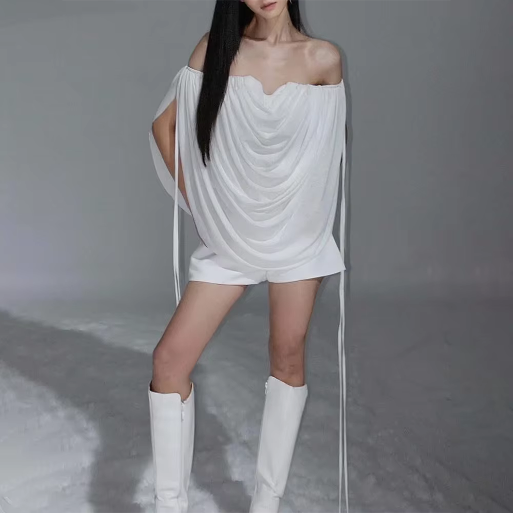 Chemise blanche à plis superposés TWOTWINSTYLE pour femme