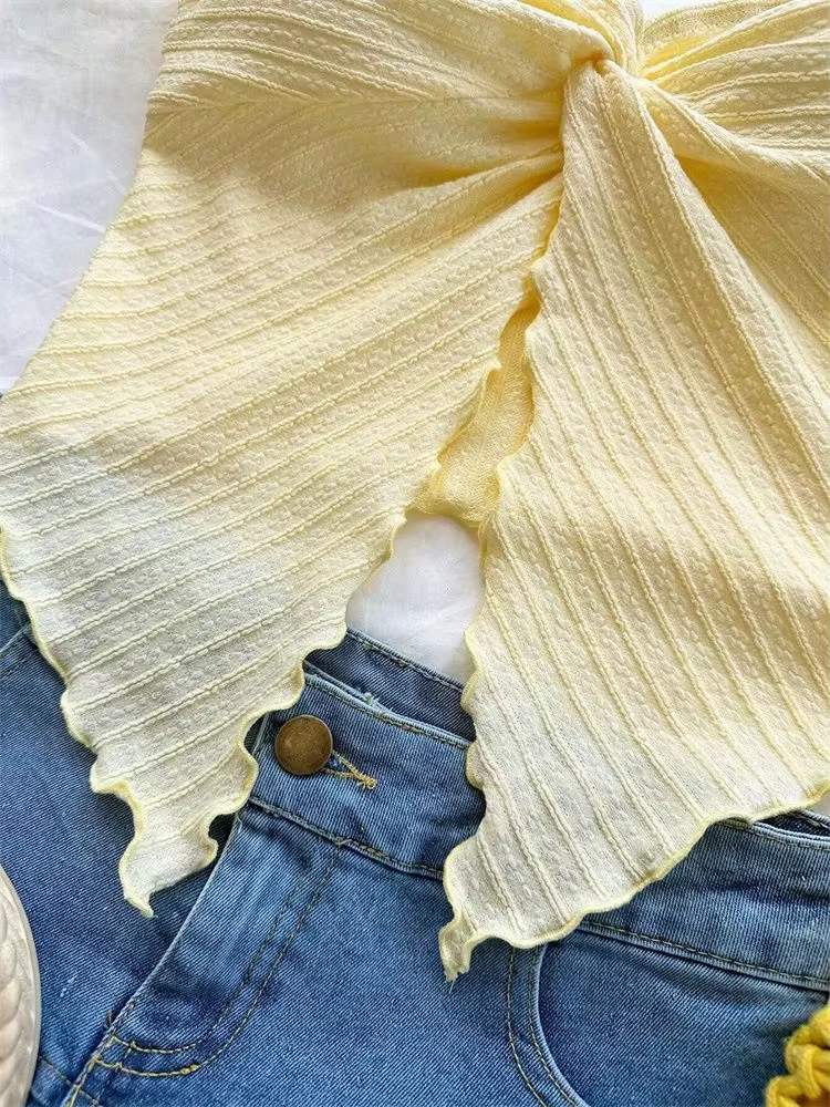 Haut tubulaire court à nœud torsadé pour femmes