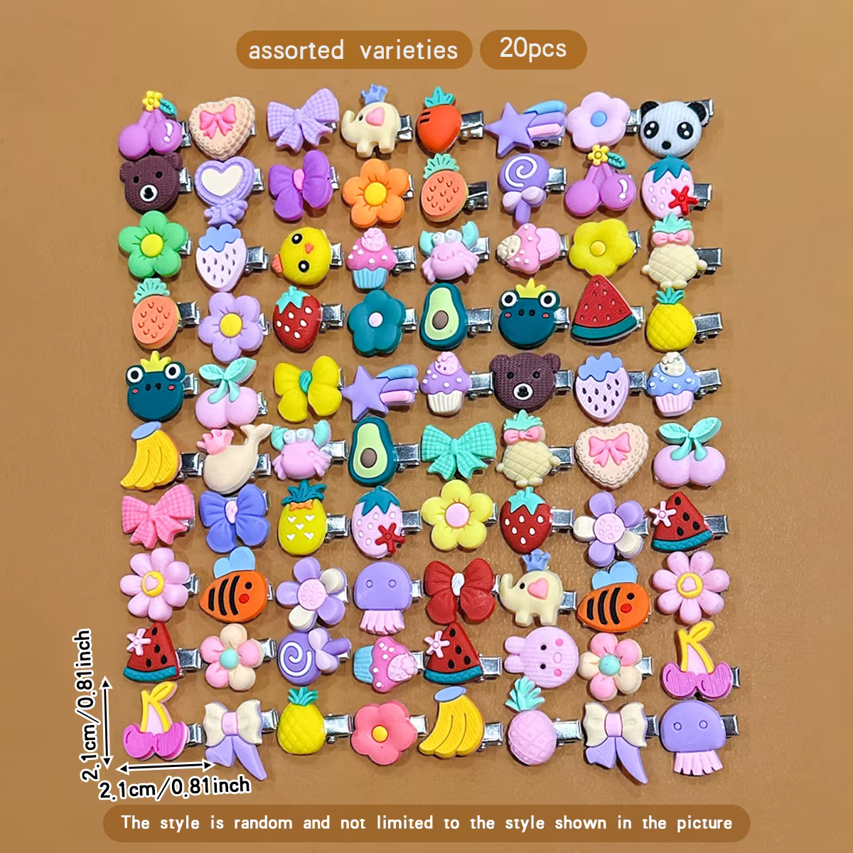 20 pinces à cheveux mignonnes de dessin animé aléatoires adaptées aux accessoires