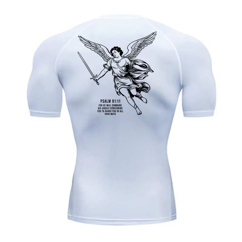 Angel graphique athlétique séchage rapide t-shirts pour hommes chrétien gymnastique entraînement course Compression