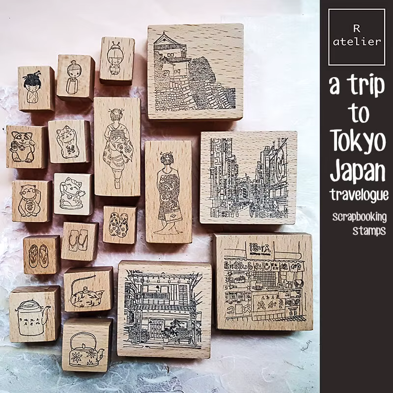 Tampons en bois pour scrapbooking
