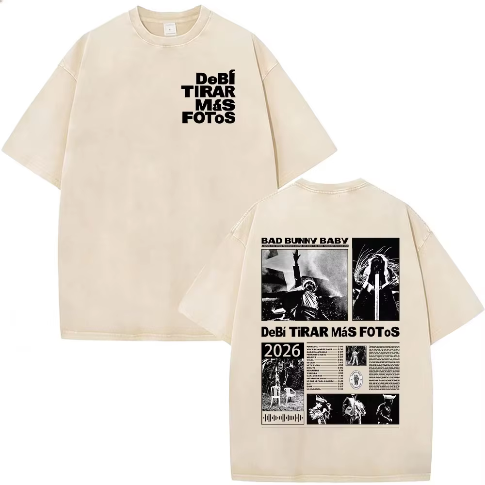 T-shirts vintage délavés Bad Bunny Debi Tirar Mas Fotos DTMF – Vêtements pour hommes