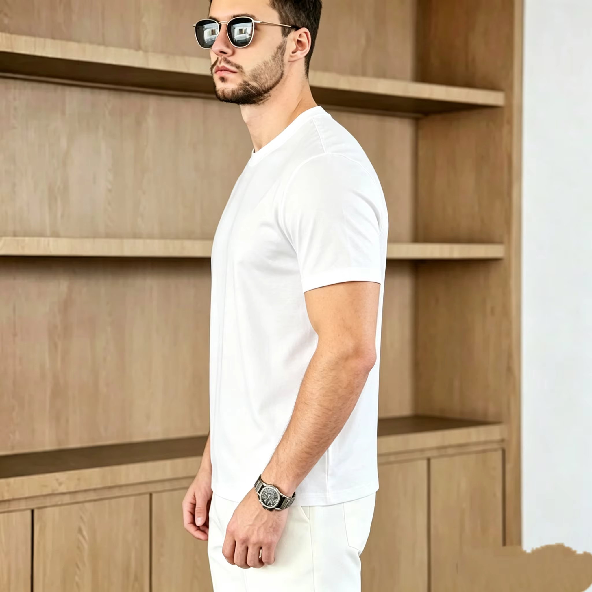 T-shirt pour homme à col rond 100% coton respirant