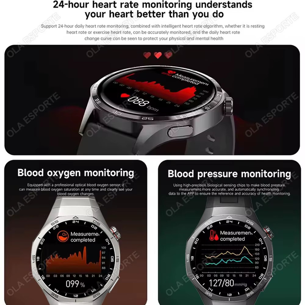 2025 nouveau pour Android ios montre intelligente hommes HD AMOLED écran GPS surface de mouvement fréquence cardiaque Bluetooth appels SmartWatch étanche