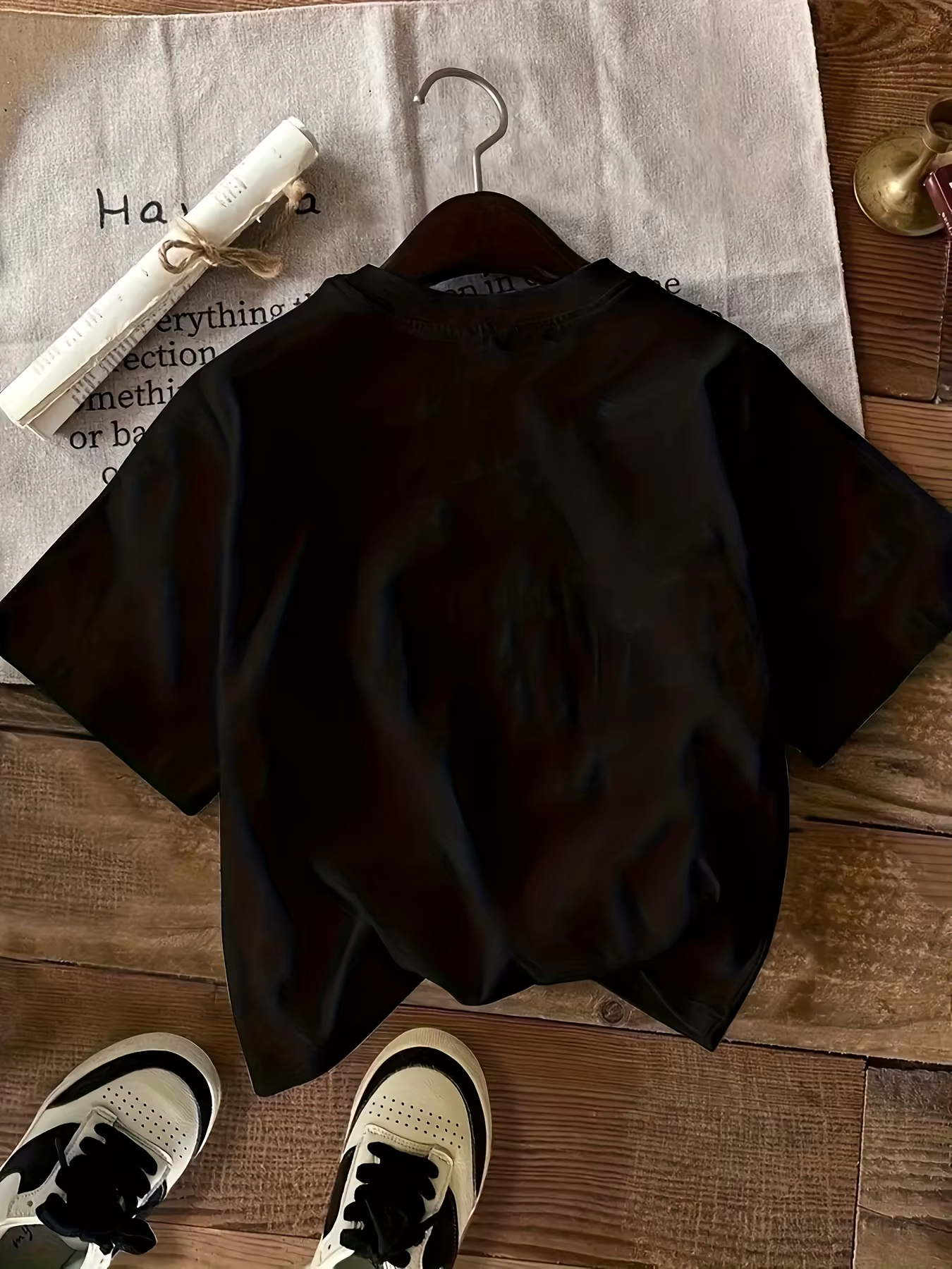 T-shirt imprimé à col rond et manches courtes pour femme