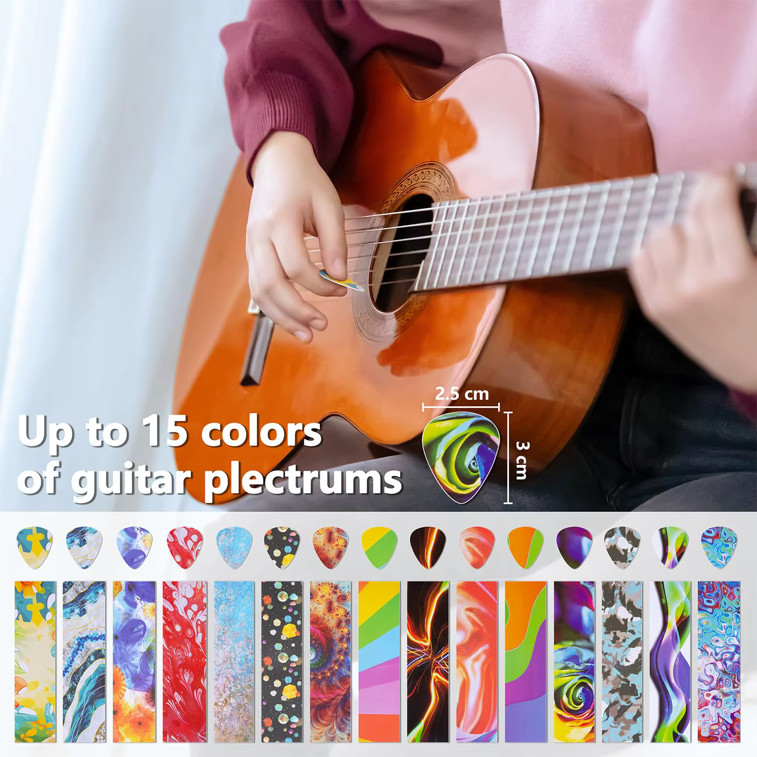 Perforateur de médiators pour guitare et basse avec 15 bandes de médiators variées, outil de fabrication de médiators, choix de cadeau