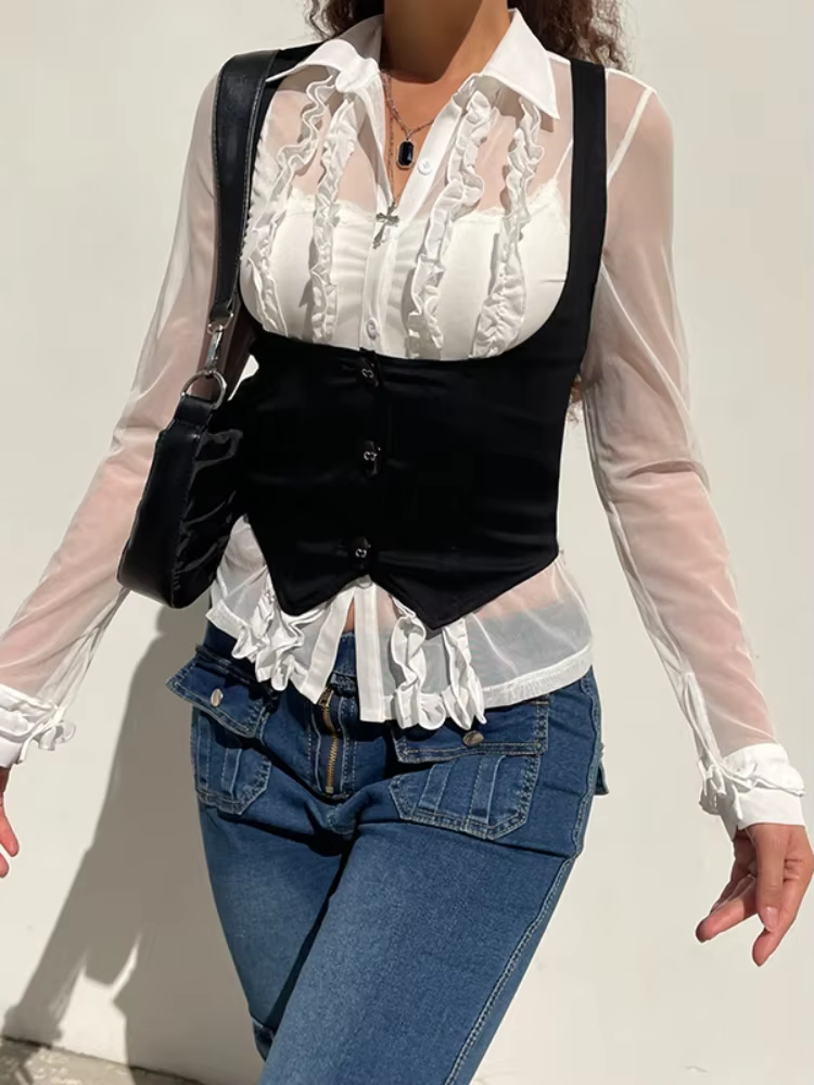 Orifice Goth-Corset Croisé Y2k pour Femme