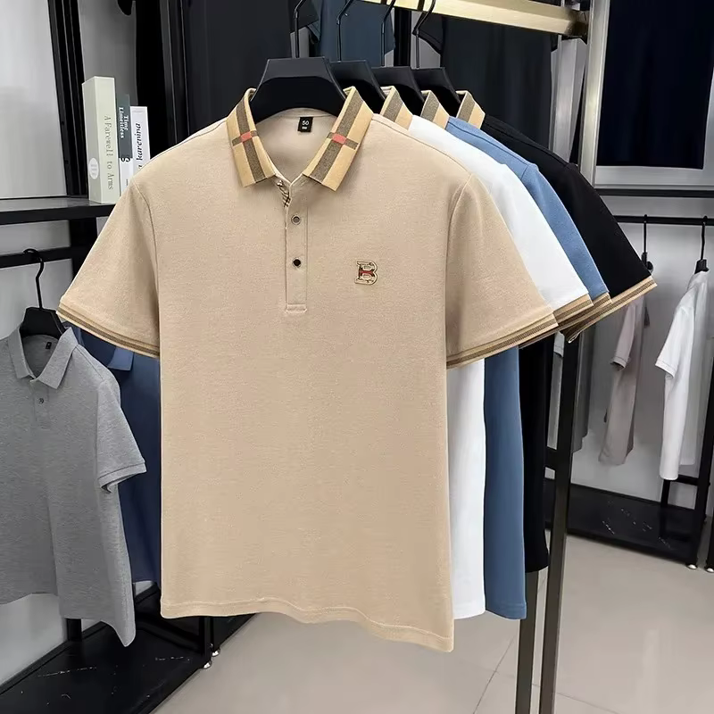 Marque de luxe logo polo à manches courtes hommes été nouveau haut de gamme en soie coton respirant Paul T-shirt mode