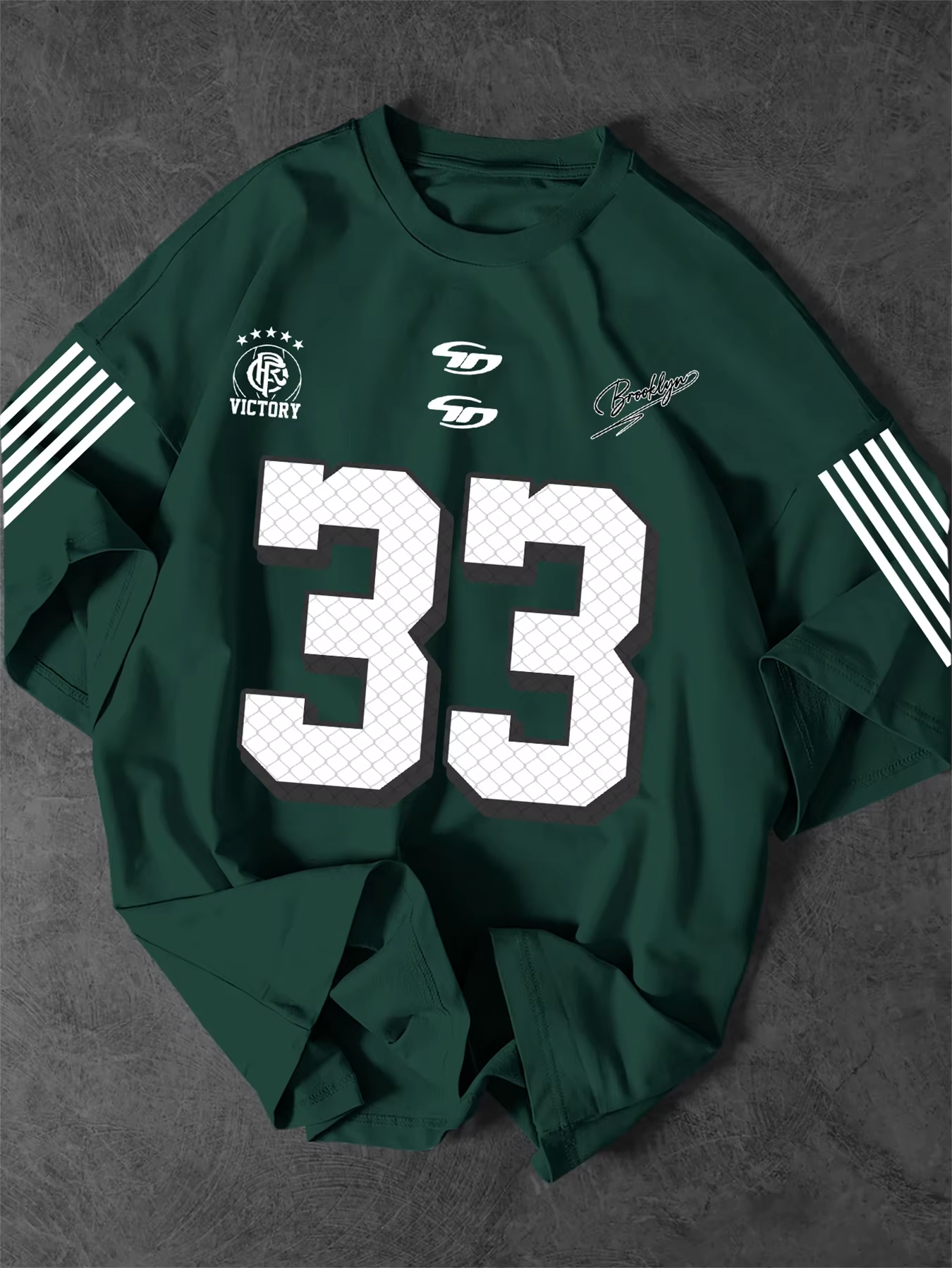 T-shirt pour homme Brooklyn 33 Number Victory Five Star Crest Sleeve Strip Print Vintage Sport Streetwear 100% Polyester S-XXL