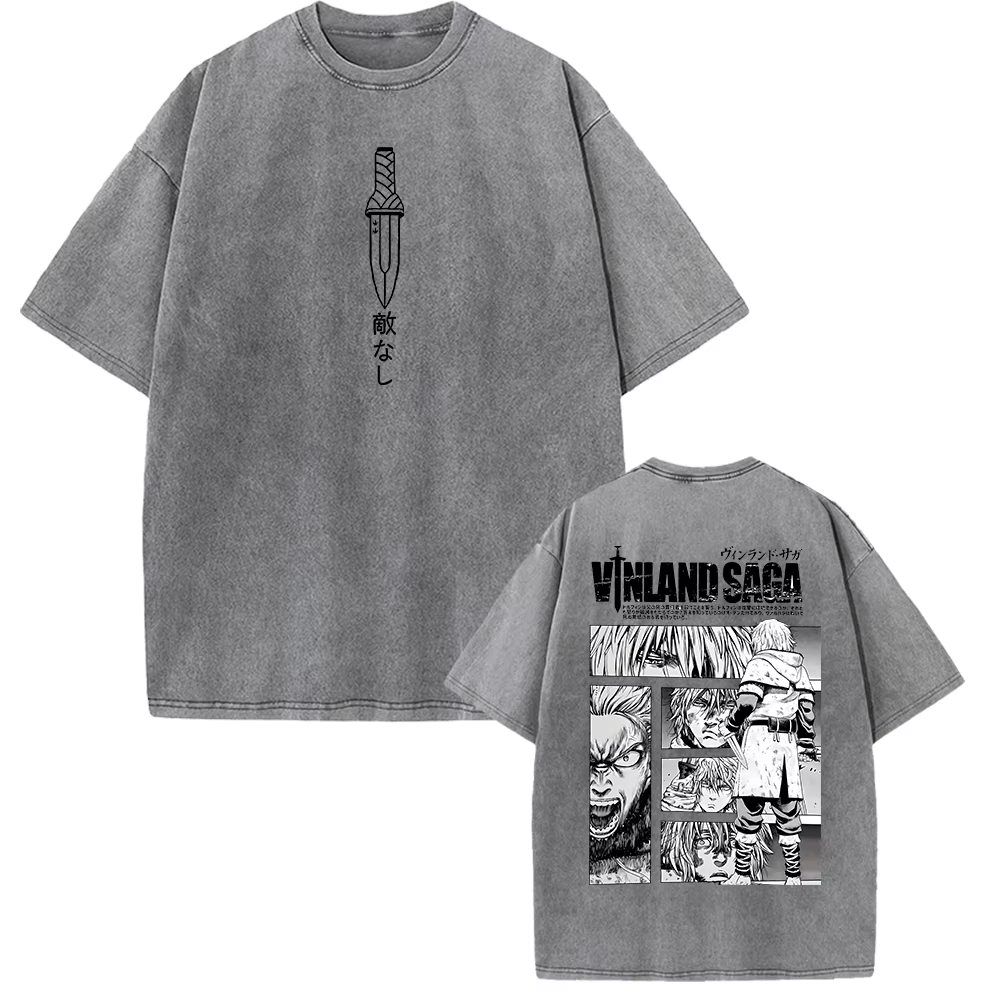 VINLAND SAGA Manga T-shirt graphique Thorfinn Vintage lavé surdimensionné