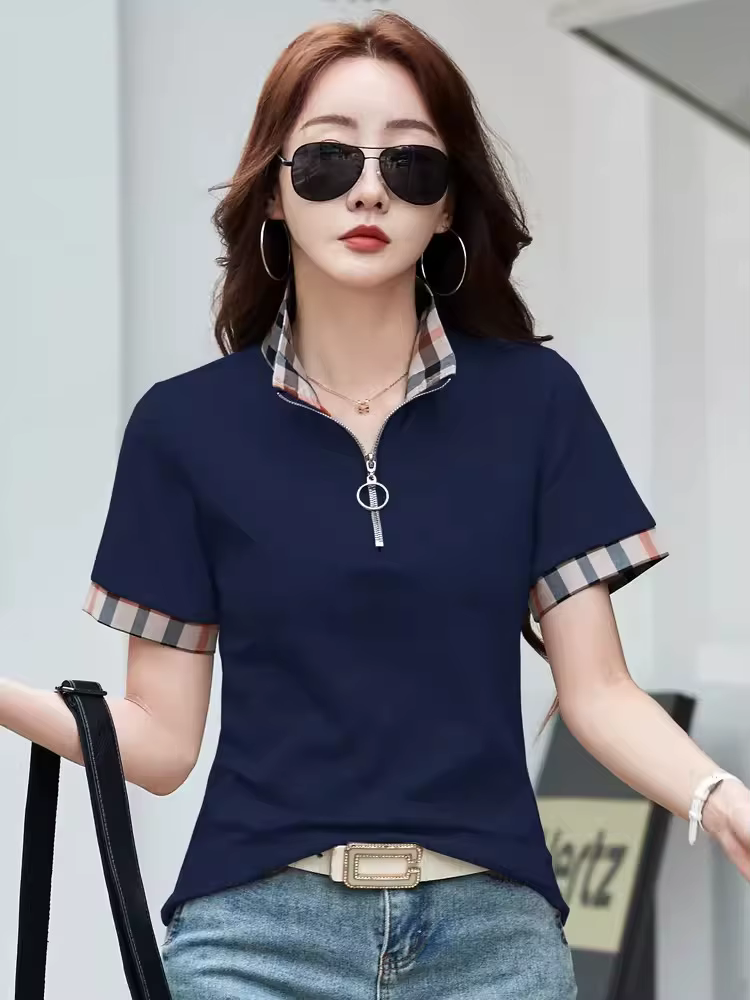 Nouveau T-shirt Polo d'été en coton pour femmes