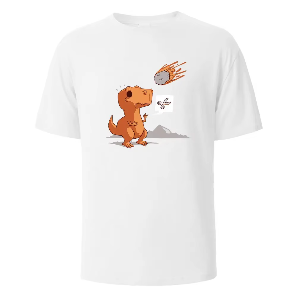 T-shirts imprimés dinosaures orange pour hommes et femmes