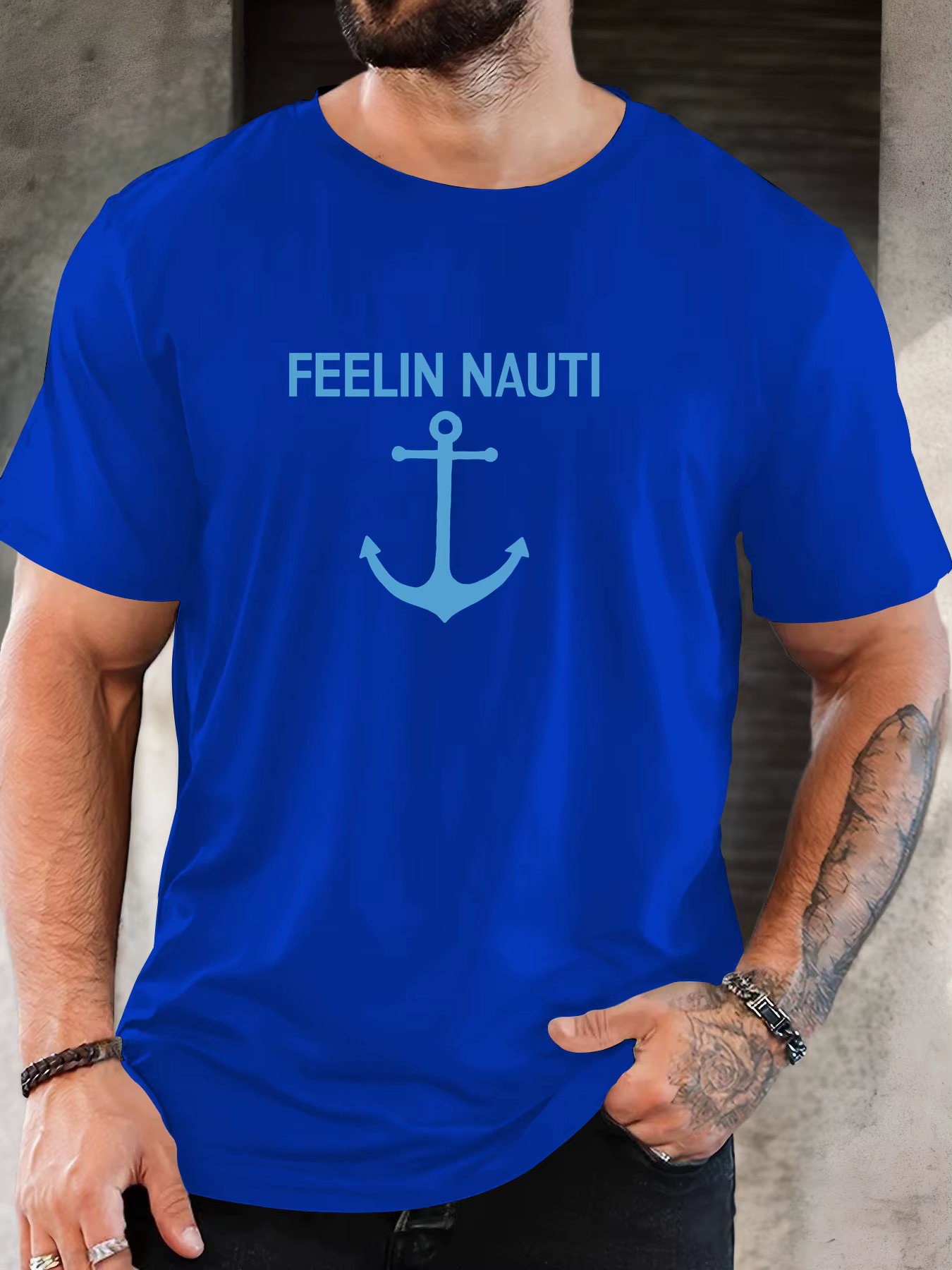 T-shirt court d'été décontracté à col rond pour hommes