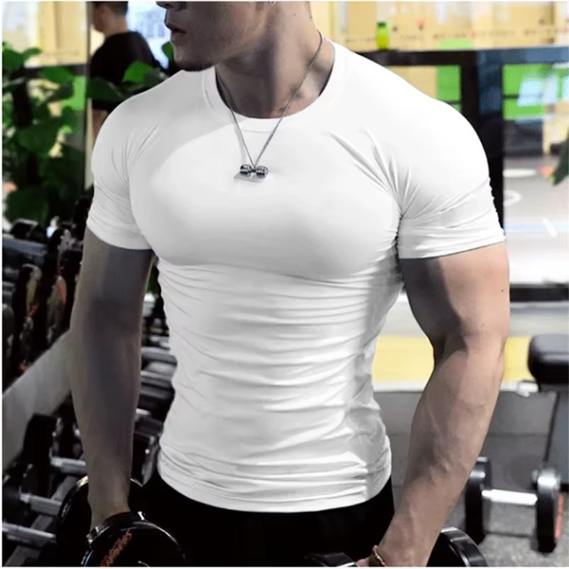 Hommes hauts à la mode t-shirt plaine coupe ajustée