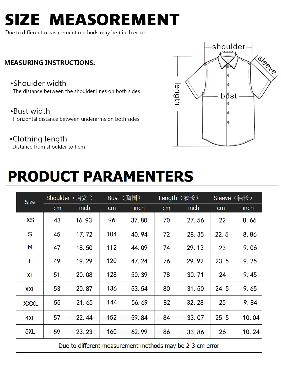 Chemise à manches courtes pour homme