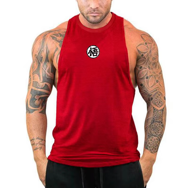 Logo d'anime japonais Wu Font impression drôle été Fitness hommes débardeur musculation Stringer séchage rapide gymnastique entraînement gilet musculaire