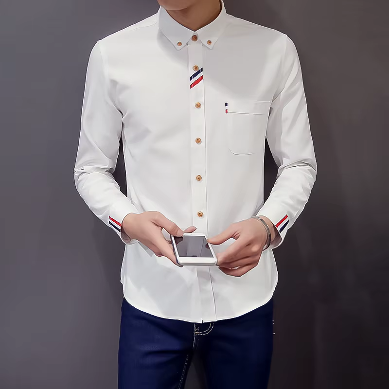 Chemise à manches longues en tissu Oxford pour homme