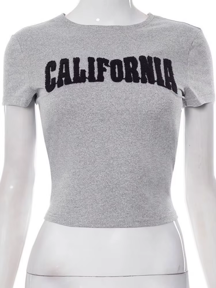T-shirts à lettres floquées pour femmes