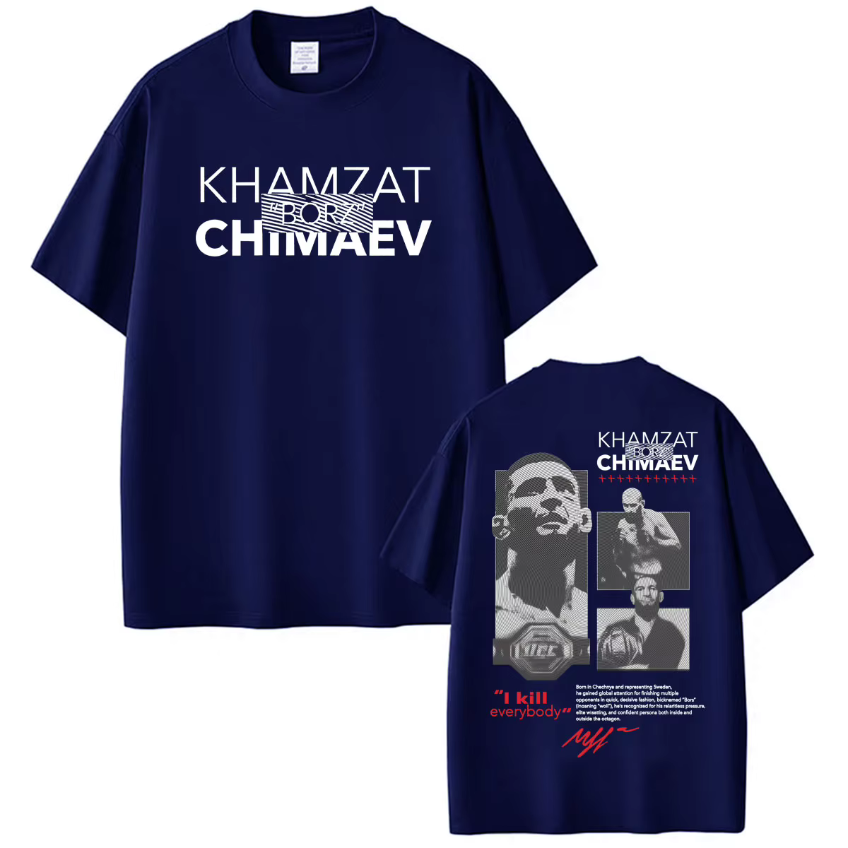 T-shirt à logo Khamzat Chimaev « borz » pour hommes et femmes