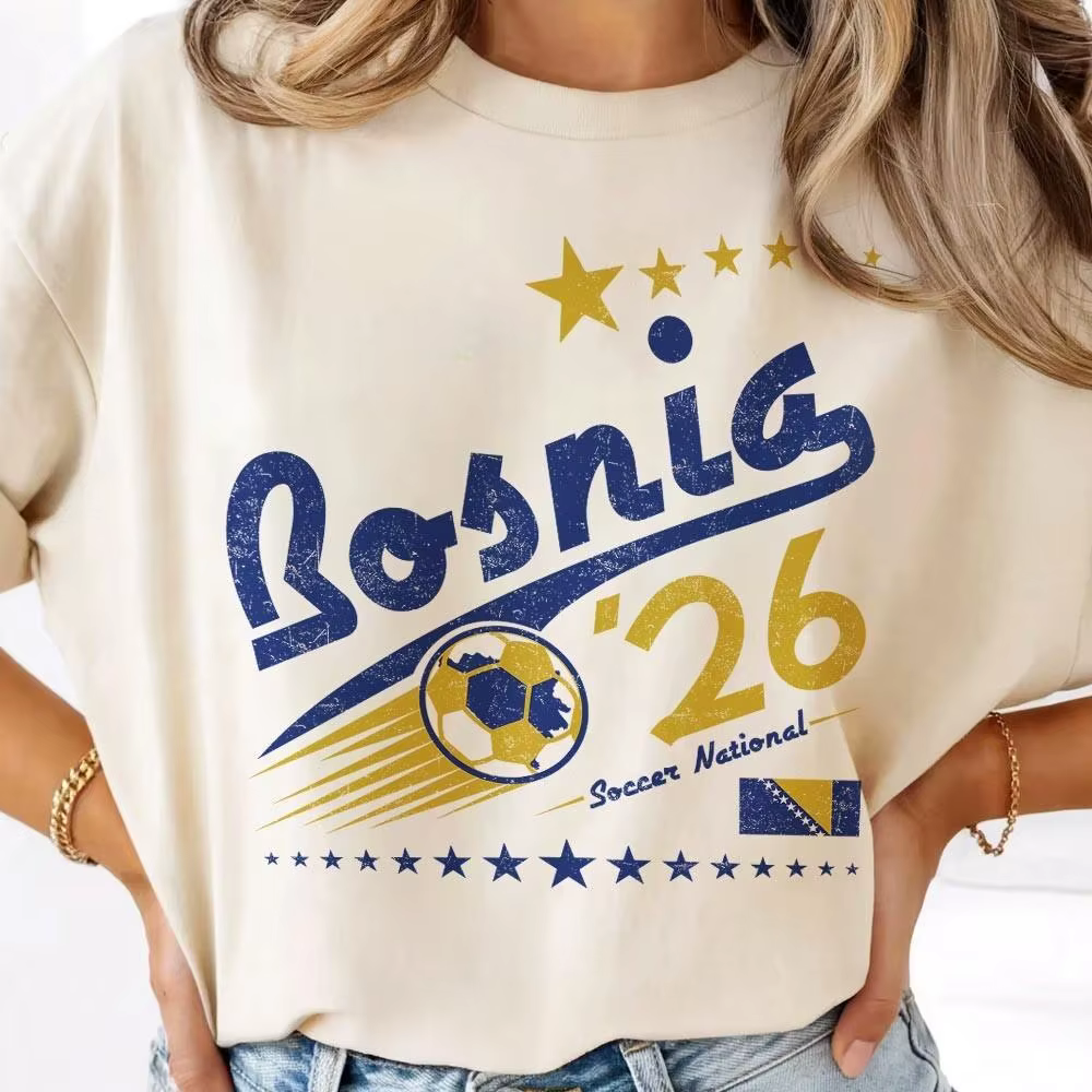 T-shirt de football de Bosnie-Herzégovine pour hommes et femmes