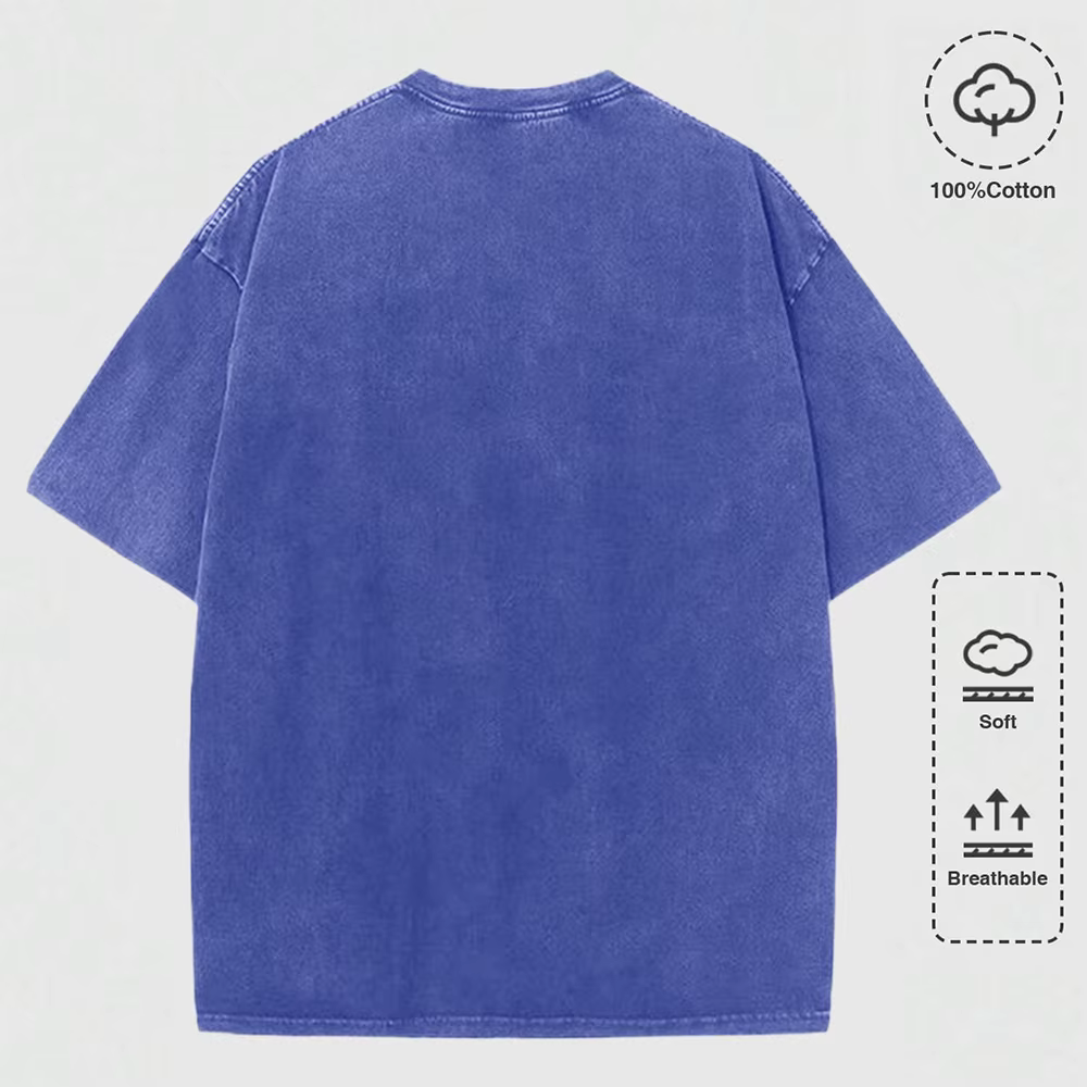 T-shirt délavé en coton pour homme Just Us Kith Art Letter Printing