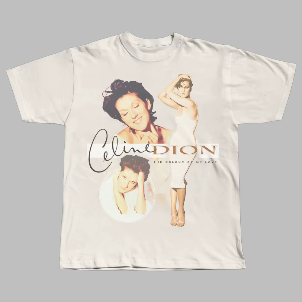 T-shirt Unisexe 100% Coton avec Portrait de Céline Dion