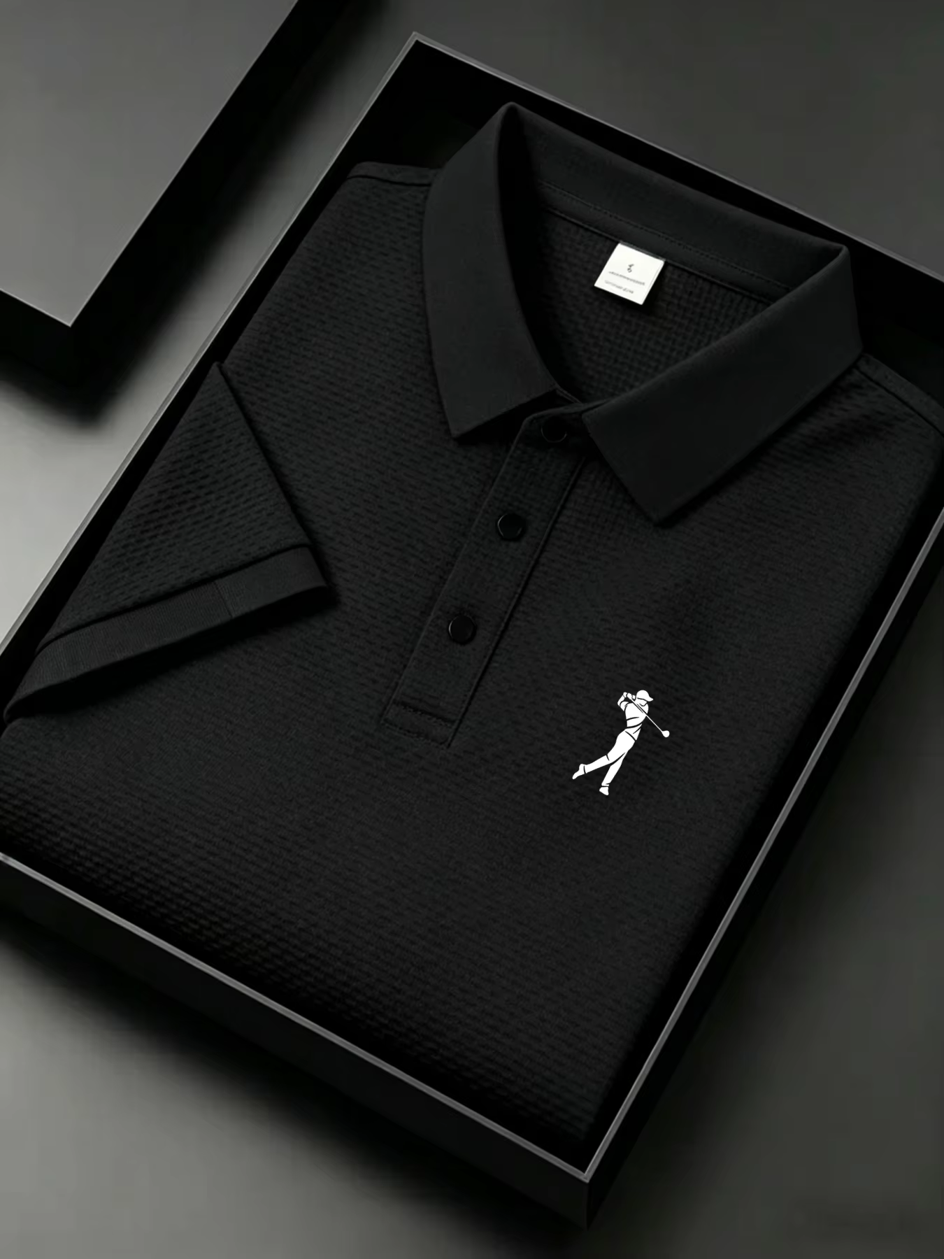 Polo jacquard pour homme avec silhouette de golfeur