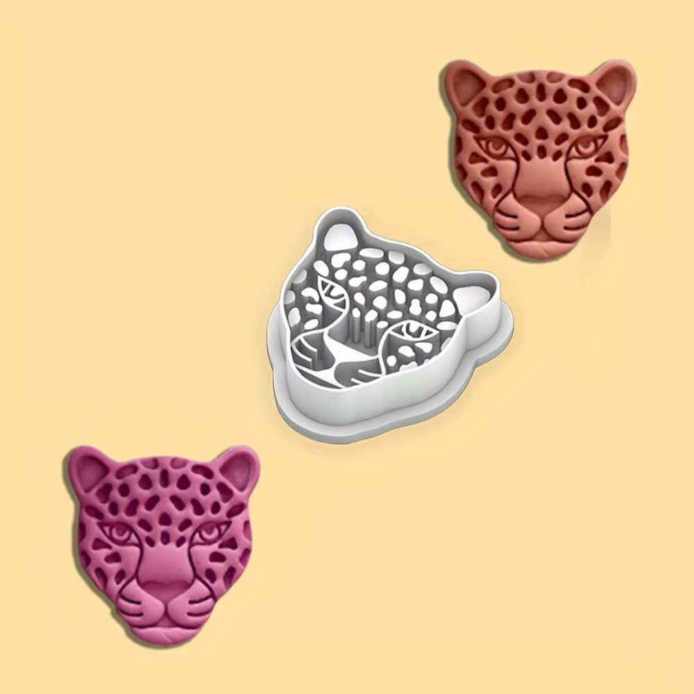 Emporte-pièce Tête de Léopard, Moule Animal Bohème avec Détails Creux Complexes pour Fêtes Thème Jungle Estivale et Créations en Fondant