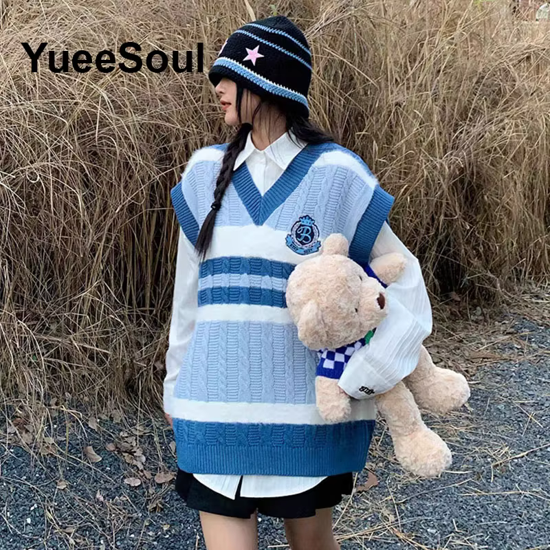 Gilet en tricot bleu pour femmes