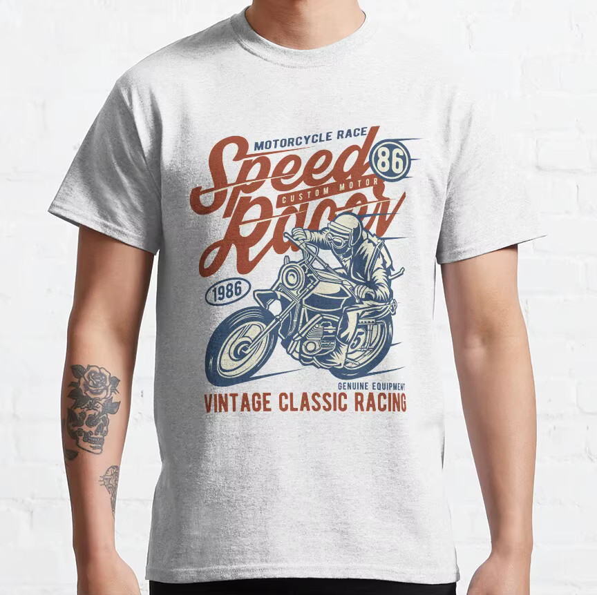 Speed Inboulon t-T-shirt imprimé de moto vintage pour hommes