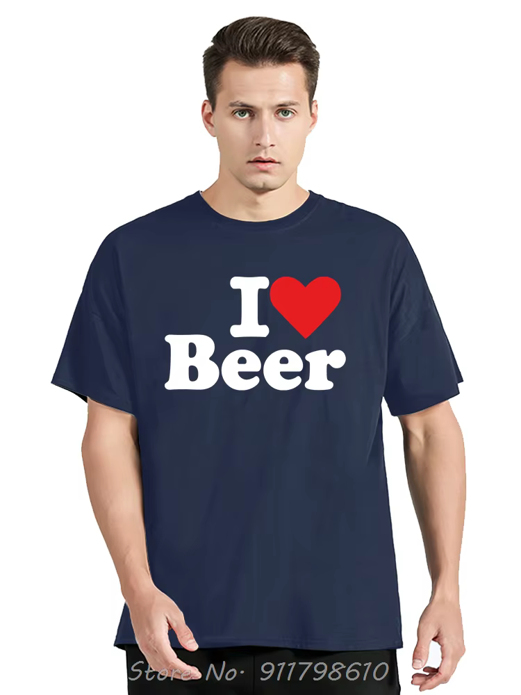 Drôle j'aime la bière coeur rouge vêtements pour hommes mode décontracté surdimensionné T-shirt boire Fitness
