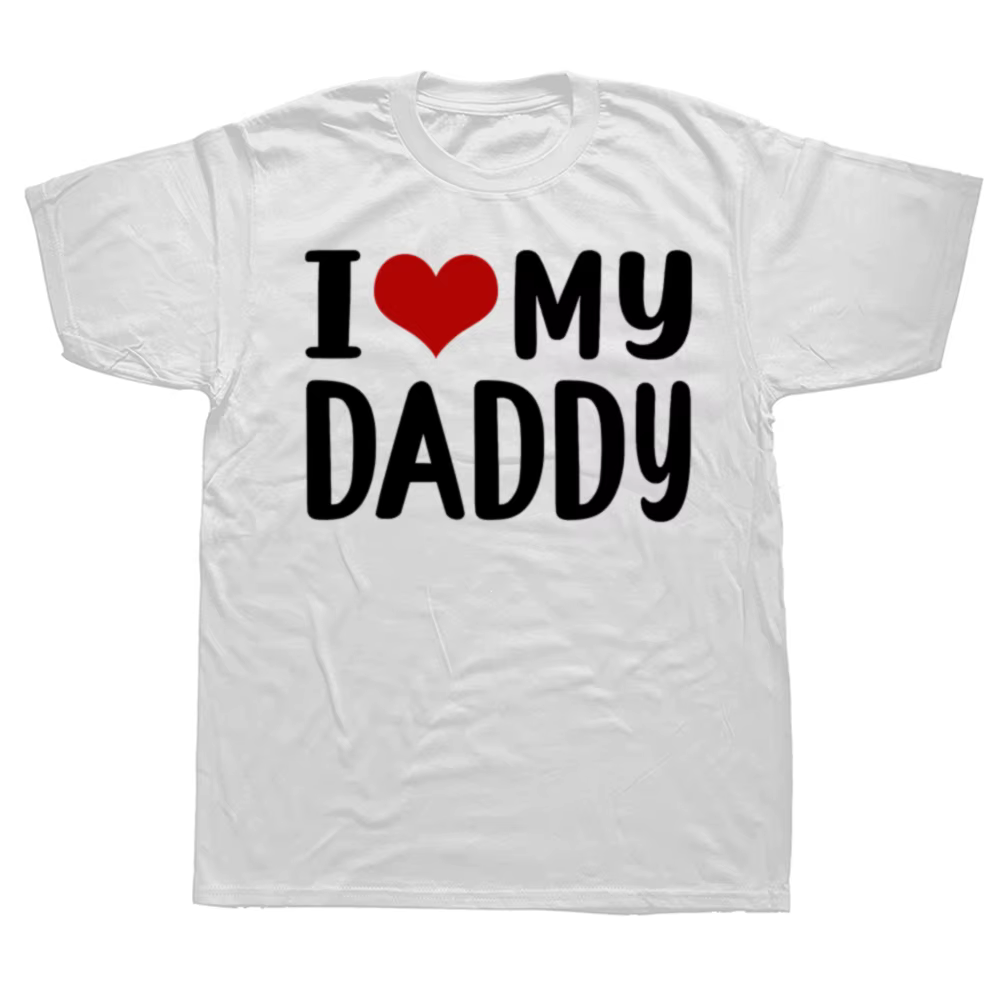 T-shirt en coton imprimé « I Love My Daddy » – Cadeau original et amusant pour la fête des pères pour papa et grand-père – T-shirts graphiques – Camisetas