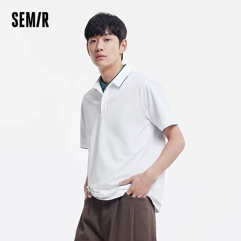 Semir refroidissement antibactérien Anti acariens Polo hommes affaires décontracté 2025 été nouveau bloc de couleur bureau banlieue haut